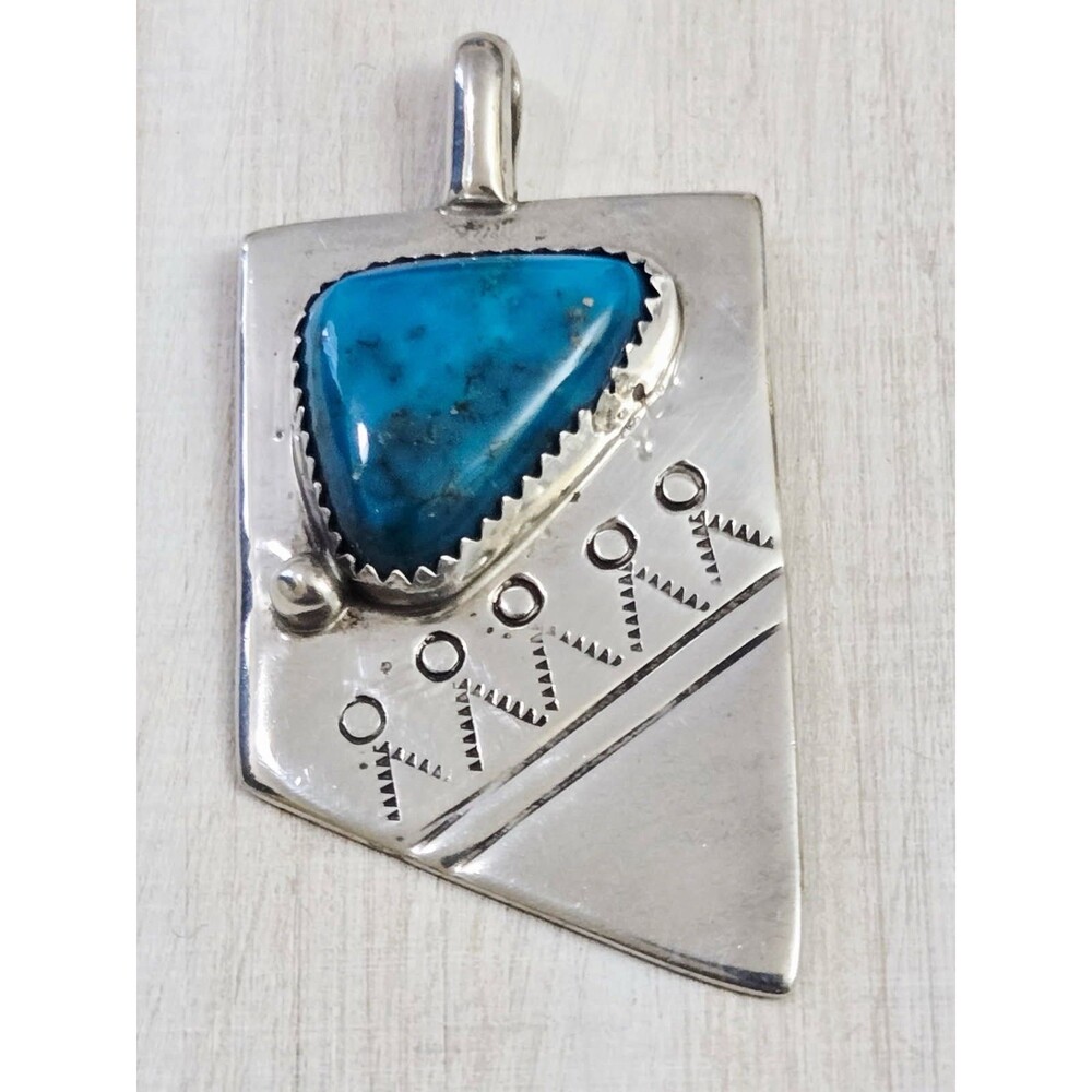 Beatrice Kee BK Navajo Sterling Silver Turquoise Pendant Native American